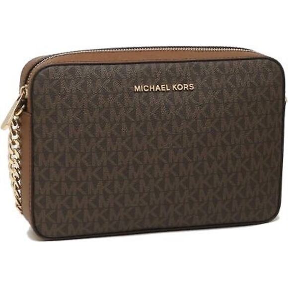 Michael Michael Kors NWT Large East West Crossbody Bag Brown Travel Vacation - Picture 2 of 7